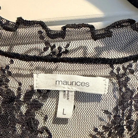 Black Lace Long Sleeve sheer Top - Picture 2 of 4